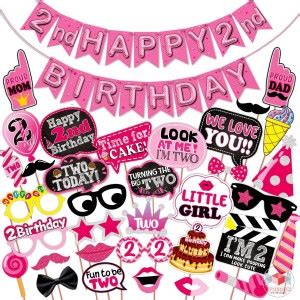 Wobbox Brown 2nd Birthday Party Props, 2nd Birthday Bunting Banner Baby ...