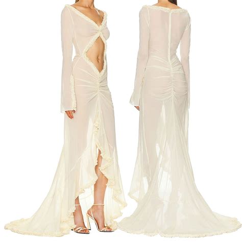 Sakmal Maxi Spring Dresses for Women 2025 V Neck Long Sleeve Mermaid ...