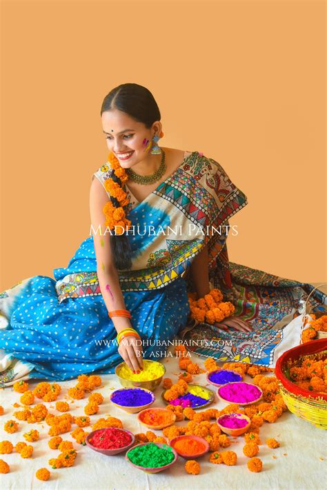 VANDURGA Hand-painted Madhubani Bandhini Saree – MADHUBANI PAINTS BY ...