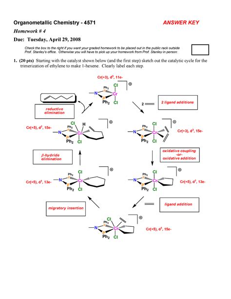 ORGANOMETALLIC PAPER - Organometallic Chemistry - 4571 ANSWER KEY ...