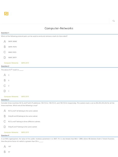 Image result for Computer Network for Gate CSE Questions