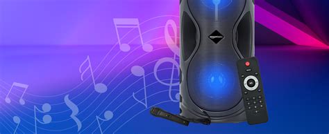 Amazon Basics Party Speaker with Karaoke Mic, 16W, 4" Double Woofer ...