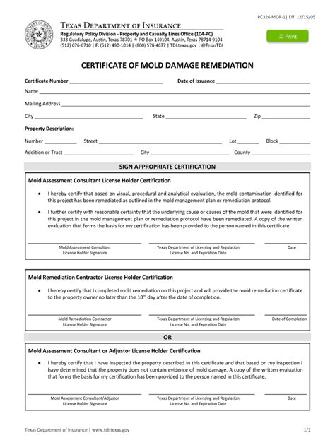 Texas Mold Damage Remediation Certificate - Fill Out, Sign & Share ...