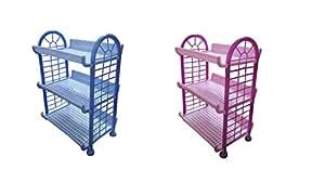 Krishna Plastic 3 Tier Rack Storage Shelf - Set of 2 : Amazon.in: Home ...