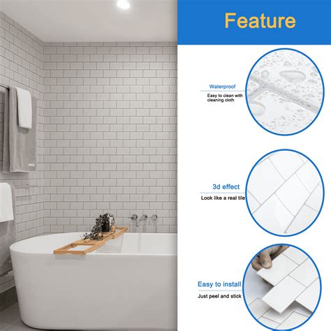 Buy Art3d Peel and Stick Backsplash Tile White Kitchen Backsplash Tile ...