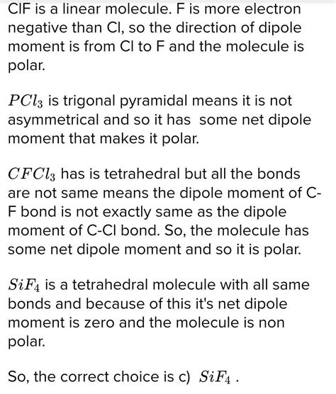 Which of the following has zero dipole moment answer - Brainly.in