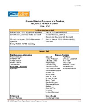 Fillable Online 2014-2015 Disabled Students Programs and Services ...