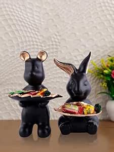 Buy zart Set of 2 Rabbits in Golden and Black (Home Décor & Statue ...