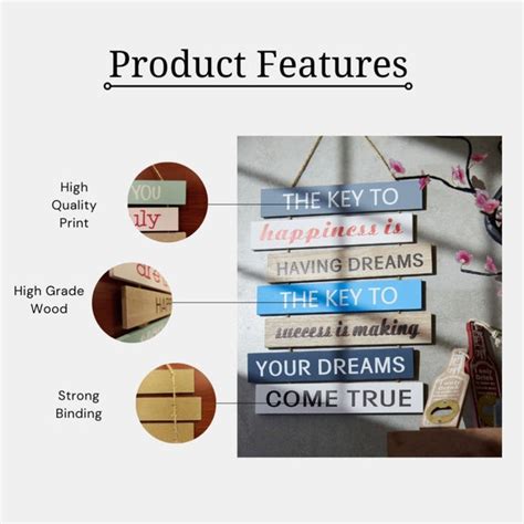 Positive Quotes Wall Hanging - The Key To Happiness