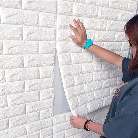 VETMOC 3D White Brick Wallpaper Wall Stickers Self Adhesive DIY Wall ...
