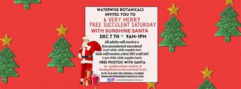 Free Succulent Saturday Dec 7th with Sunshine Santa, 32151 Old Hwy 395 ...