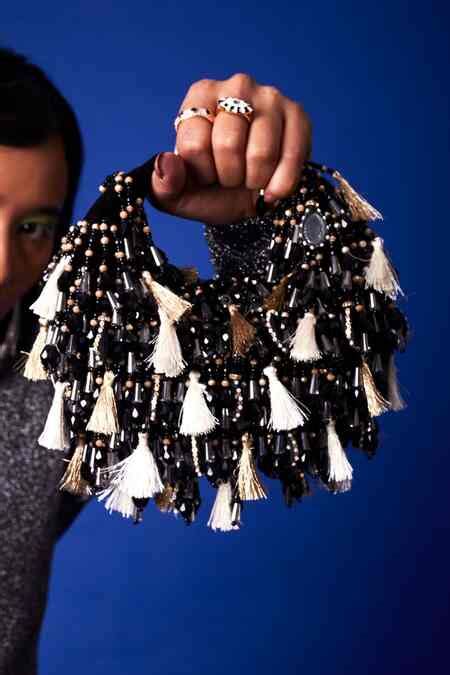 Buy Black Mirror Sienna Astral Wedding Boat Bag by FOREVER NOOR Online ...