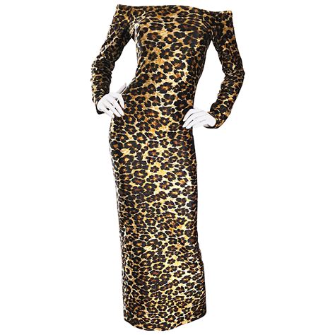 Patrick Kelly Vintage Sexy 80s Leopard Print Off Shoulder Cheetah Dress ...