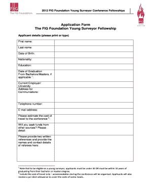Fillable Online fig Application Form The FIG Foundation Young Surveyor ...