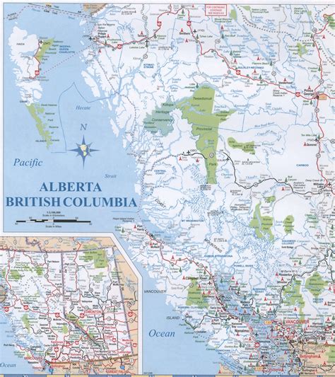 Alberta and BC map.Free printable map of Alberta and British Columbia