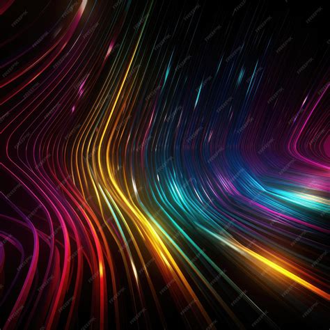 Premium AI Image | Abstract lines in bright neon colors on black background