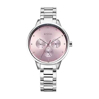 Titan Women Razzle Dazzle Pink Dial Stainless Steel Analog Watch ...