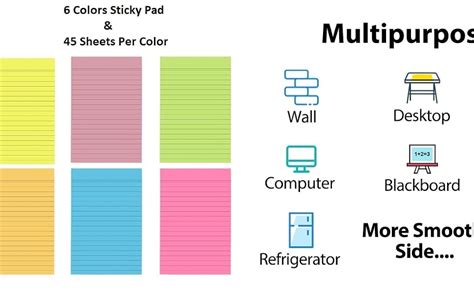 MeRaYo Sticky Notes and Sticky Notes Pad Big Size 4x6, Bright Colors ...