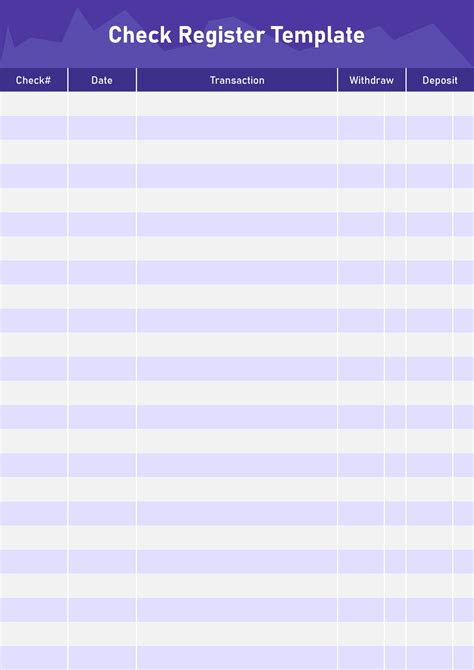 check register transaction register checkbook register printable ...