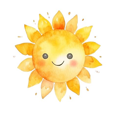 Cute Sun Watercolor, Sun, Sunshine, Cute PNG Transparent Image and ...