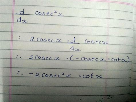 What is the differentiation of cosec squared theta? - Brainly.in