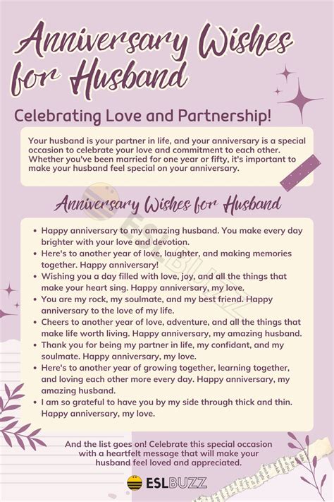 Heartfelt Anniversary Wishes for Husband to Surprise Your Hubby - ESLBUZZ