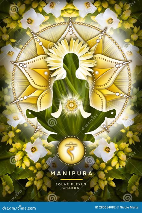 Solar Plexus Chakra Meditation in Yoga Lotus Pose, in Front of Manipura ...