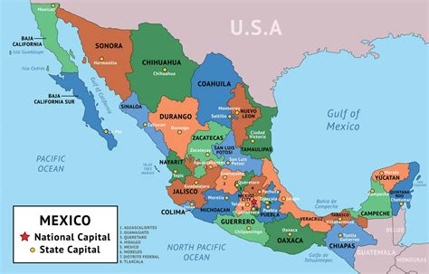 Colorful Country Map Mexico 23321819 Vector Art at Vecteezy