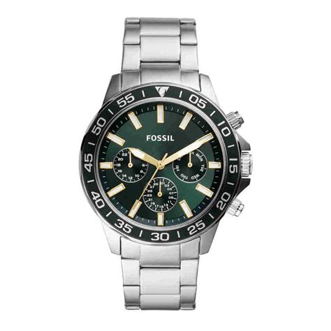 Buy Fossil Mens 45 mm Bannon Green Dial Stainless Steel Analog Watch ...