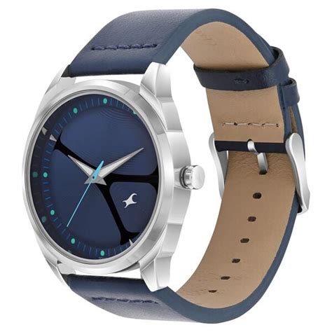 Buy Online Fastrack MetaWe Quartz Analog Blue Dial Leather Strap Watch ...
