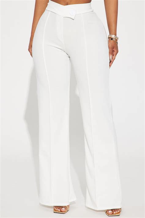 Petite Call It Even Wide Leg Dress Pants - White | Fashion Nova