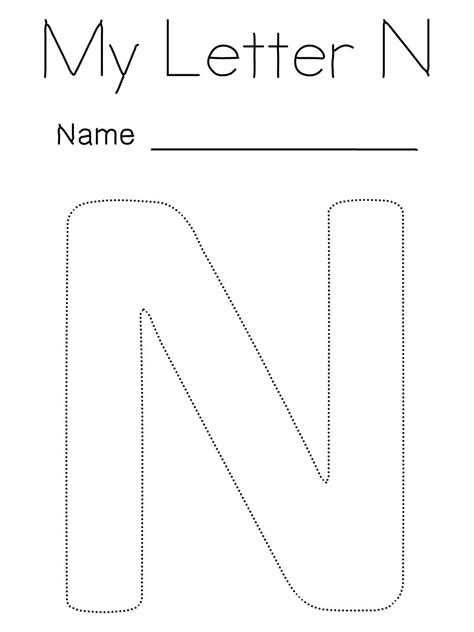 Letter N Tracing Worksheet coloring page - Download, Print or Color Online for Free