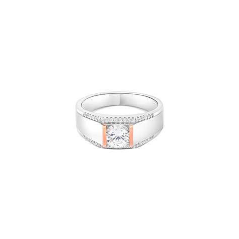 Dual Tone Solitaire Silver Ring - Touch925 Silver Jewellery