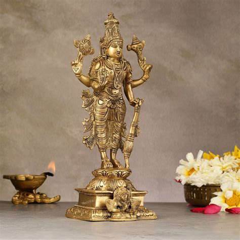 Buy Divine Pure Brass Superfine Lord Vishnu Standing with Garuda Idol 9 ...