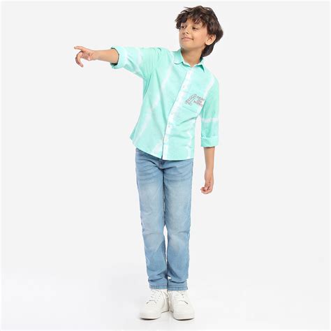 Boys Green White Full SLeeve Shirt – BONKIDS