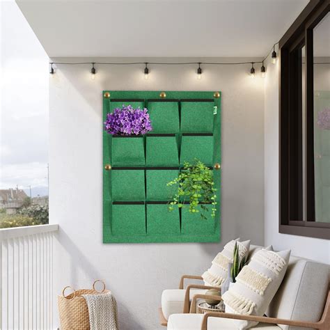 Vibrant Green Felt Vertical Garden Panel | Stylish Wall Planter ...