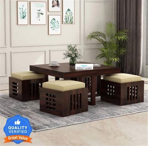 Flipkart Perfect Homes Pure Sheesham Wood Coffee Table set Solid Wood ...