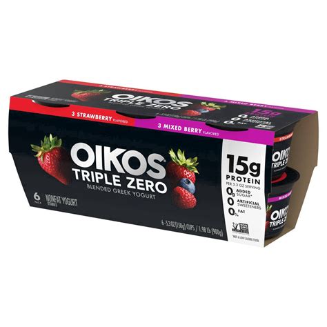Oikos Triple Zero Variety Pack Greek Yogurt - 6ct/5.3oz Cups 6 ct, 5.3 ...