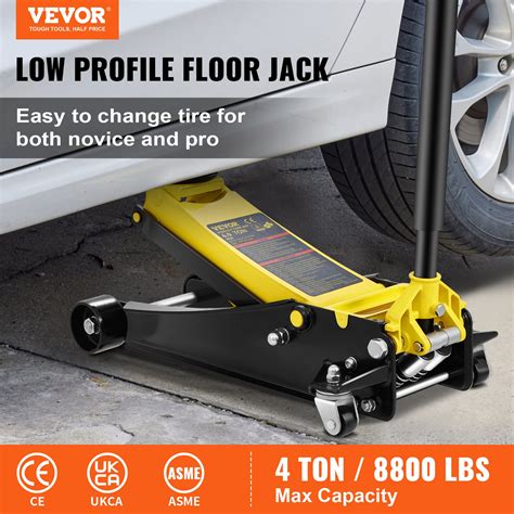 VEVOR Floor Jack, 4 Ton Low Profile Floor Jack, Heavy-duty Steel Racing ...