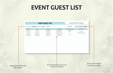 Event Guest List Template in Excel, Google Sheets - Download | Template.net