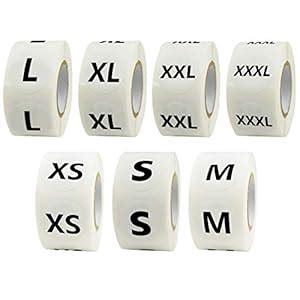 2800 PCs Clothing Size Round Sticker Labels in Full 7 Sizes (XS, S, M ...