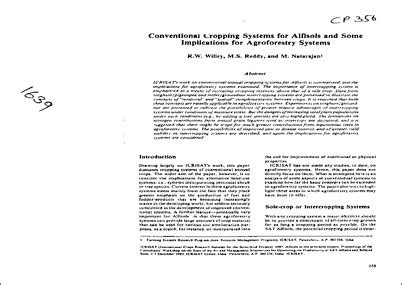 Conventional Cropping Systems for Alfisols and Some Implications for ...