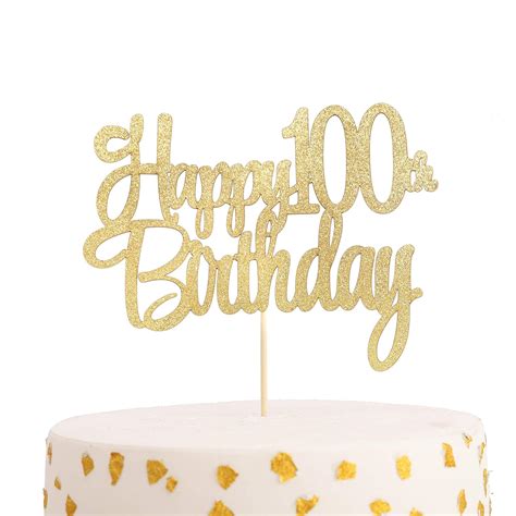 WAWUO Happy 100th Birthday Cake Topper - Gold Glitter India | Ubuy