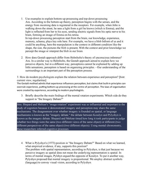 Perception Questions and Answers - Use examples to explain bottom-up ...