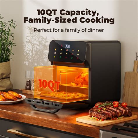 HOMSHADE 10QT Air Fryer Convection Oven, 10 Preset Cooking Modes, LED ...