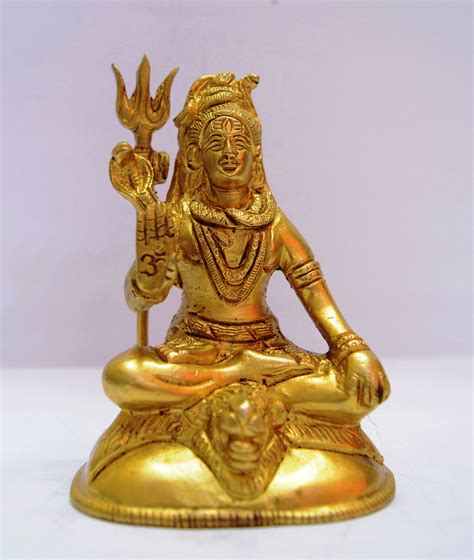 Buy Brass Shiva Statue with trishul Blessing Mahadev Statue in Sitting ...