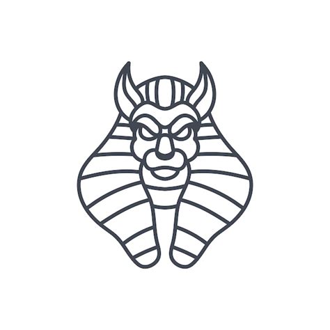 Logotipo do mascote da arte da linha anubis | Vetor Premium