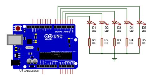 Image result for 5 LEDs En Arduino