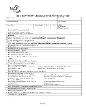 Fillable Online New Employee Orientation Guide - Human ResourcesUNC ...