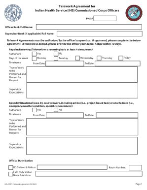 Fillable Online Telework Agreement for Commissioned Corps Officers ...